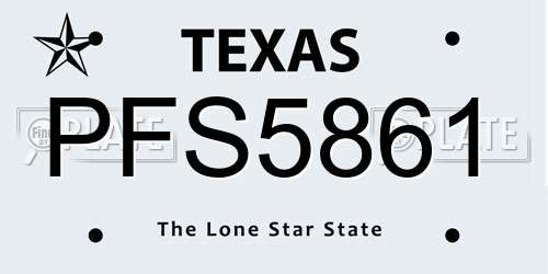 PFS5861 Texas License Plate