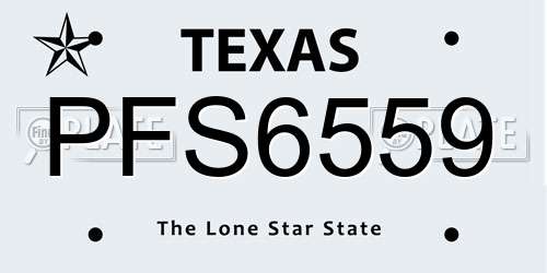 PFS6559 Texas License Plate