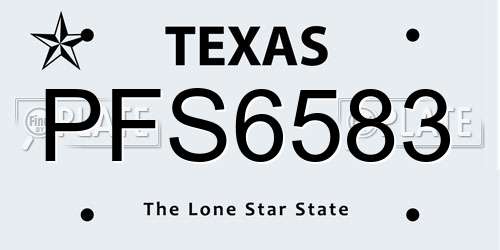 PFS6583 Texas License Plate