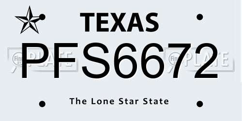 PFS6672 Texas License Plate