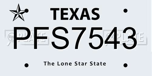 PFS7543 Texas License Plate