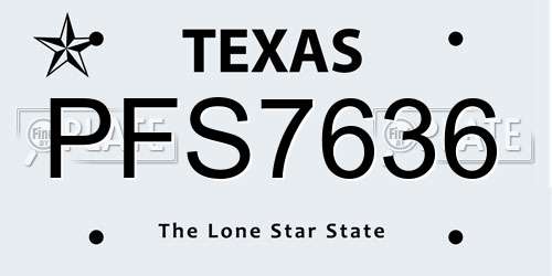 PFS7636 Texas License Plate