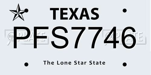 PFS7746 Texas License Plate
