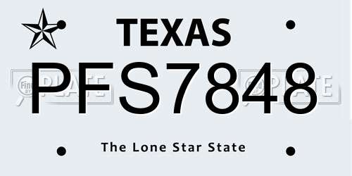 PFS7848 Texas License Plate