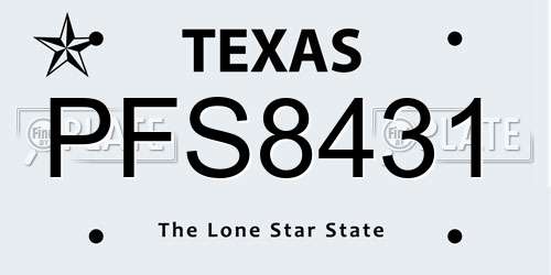 PFS8431 Texas License Plate