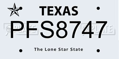 PFS8747 Texas License Plate