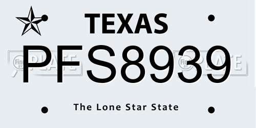 PFS8939 Texas License Plate