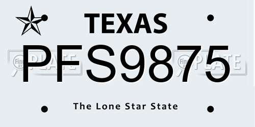 PFS9875 Texas License Plate