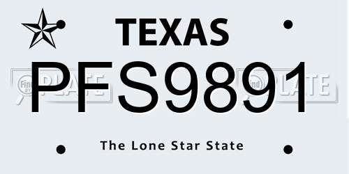 PFS9891 Texas License Plate