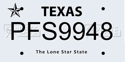 PFS9948 Texas License Plate