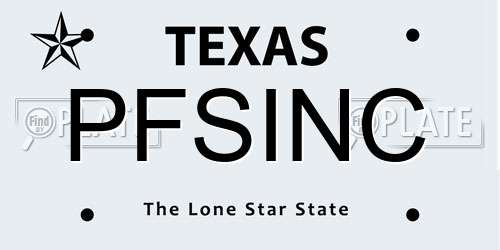 PFSINC Texas License Plate