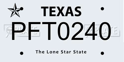 PFT0240 Texas License Plate