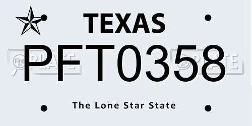 PFT0358 Texas License Plate