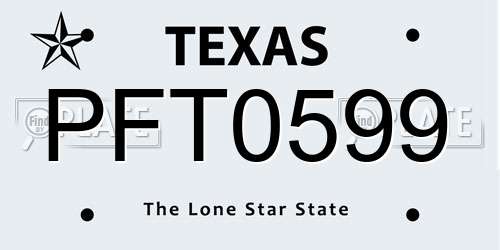 PFT0599 Texas License Plate