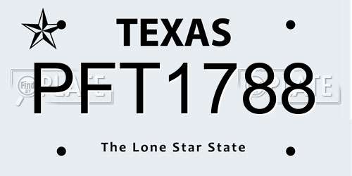 PFT1788 Texas License Plate