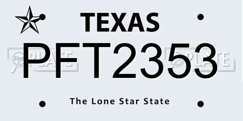 PFT2353 Texas License Plate