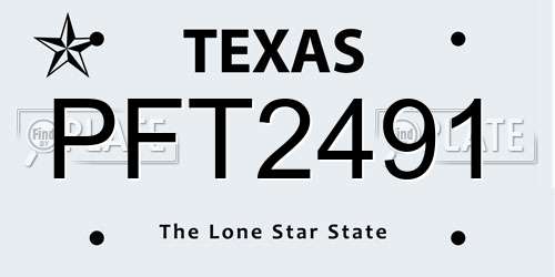 PFT2491 Texas License Plate