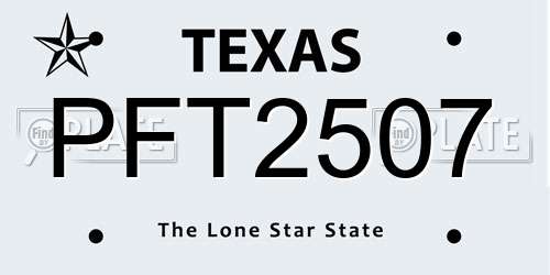 PFT2507 Texas License Plate