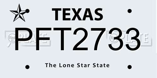 PFT2733 Texas License Plate