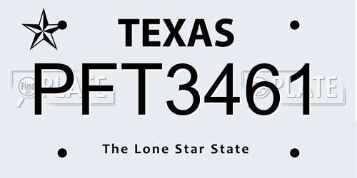 PFT3461 Texas License Plate