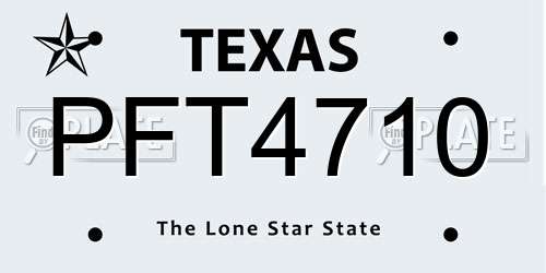 PFT4710 Texas License Plate