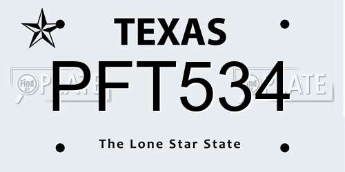 PFT534 Texas License Plate