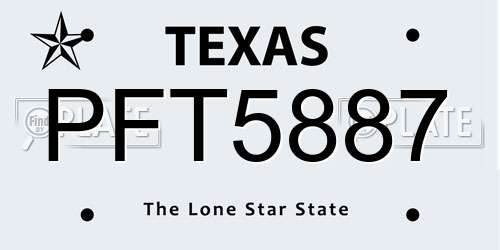 PFT5887 Texas License Plate