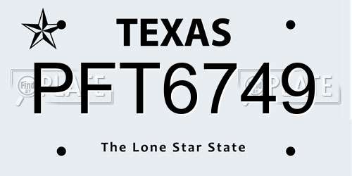 PFT6749 Texas License Plate