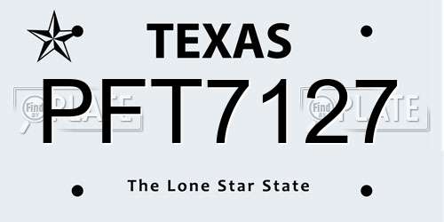 PFT7127 Texas License Plate