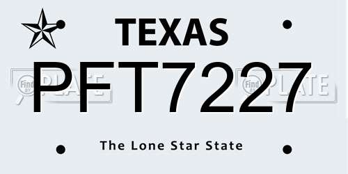PFT7227 Texas License Plate