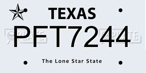 PFT7244 Texas License Plate