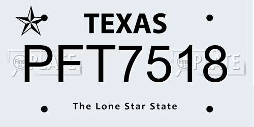 PFT7518 Texas License Plate