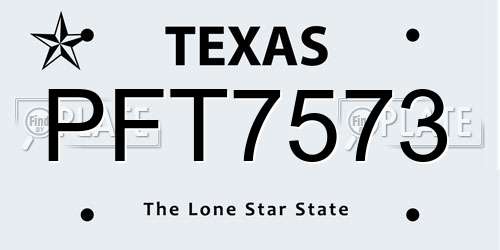 PFT7573 Texas License Plate