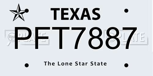 PFT7887 Texas License Plate