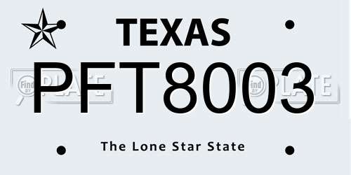 PFT8003 Texas License Plate