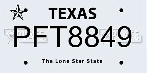 PFT8849 Texas License Plate
