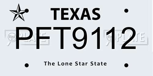 PFT9112 Texas License Plate