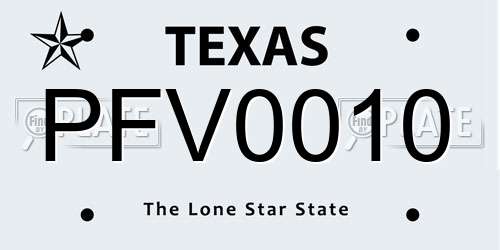 PFV0010 Texas License Plate