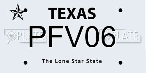 PFV06 Texas License Plate