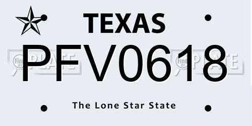 PFV0618 Texas License Plate