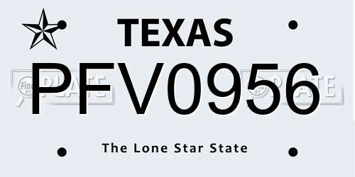 PFV0956 Texas License Plate