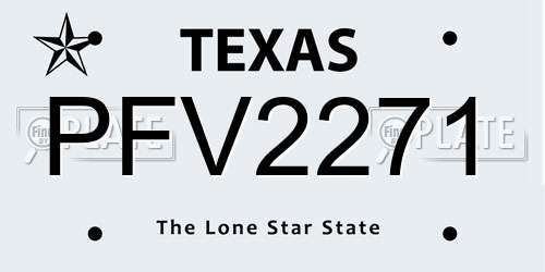 PFV2271 Texas License Plate