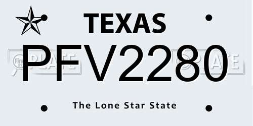PFV2280 Texas License Plate