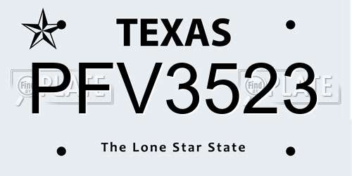 PFV3523 Texas License Plate