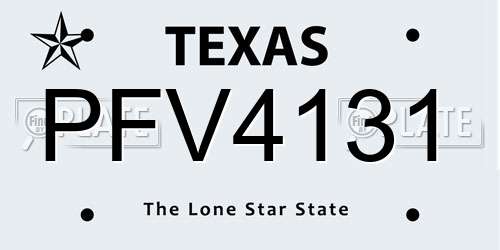 PFV4131 Texas License Plate
