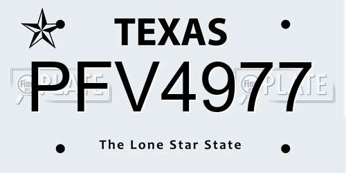 PFV4977 Texas License Plate