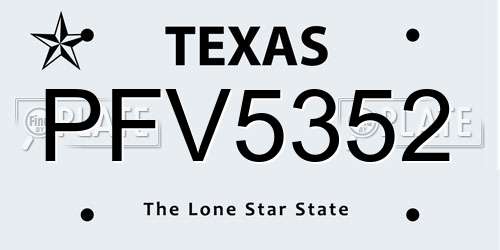 PFV5352 Texas License Plate