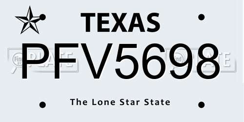 PFV5698 Texas License Plate