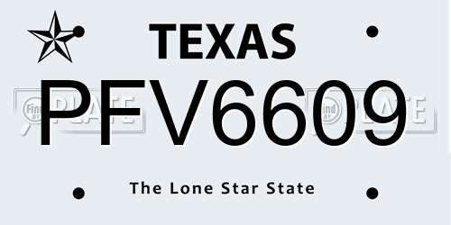 PFV6609 Texas License Plate
