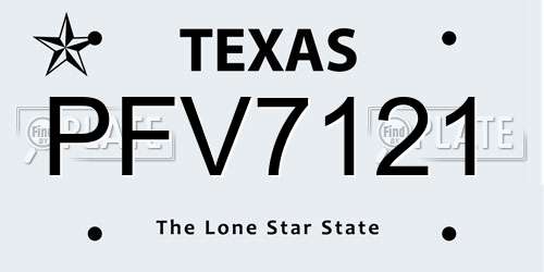 PFV7121 Texas License Plate